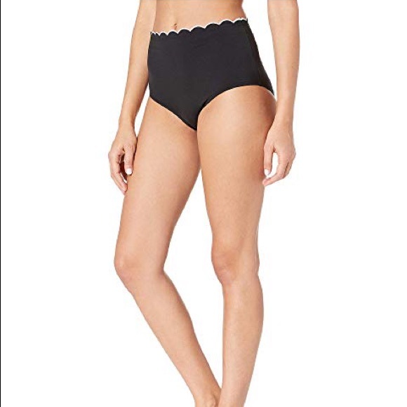 - KATE SPADE NY Contrast Scalloped  Bikini NWT S Blk - Picture 10 of 12